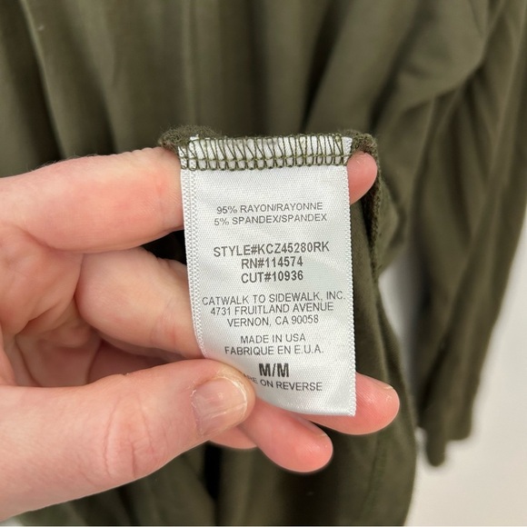 Anthropologie Pleione Olive Green Ruched Front Tie Long Sleeve Blouse Medium - Picture 3 of 5